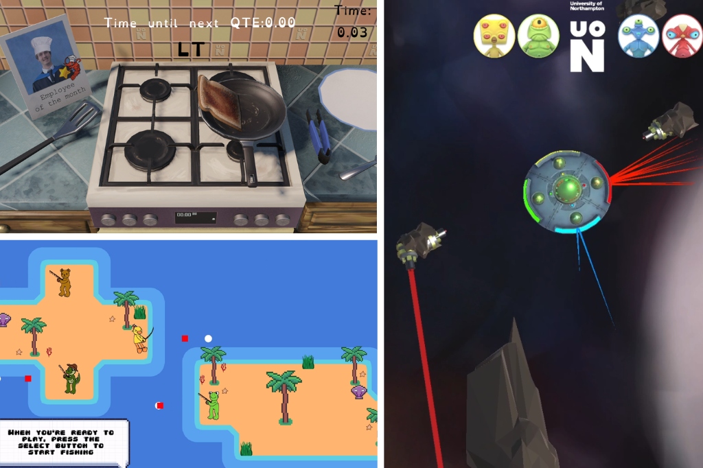 Screenshot of three games designed by UON students.