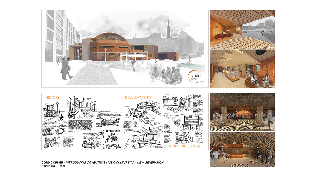 Architectural presentation board titled